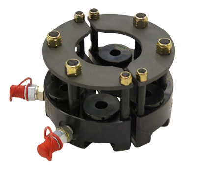 An HTI flange tensioner made in two halves for easy installation and removal